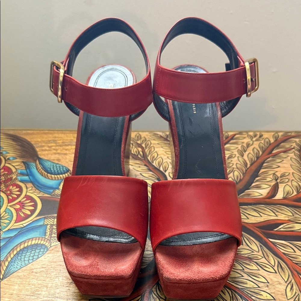 Celine Elegant Red Platform Sandals